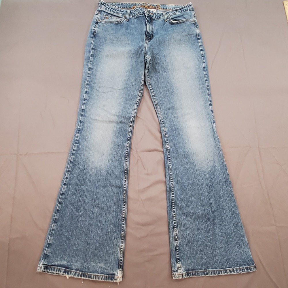 Arizona Jeans Womens 13 REG Distressed Denim Mid Rise Y2K Flare Jeans